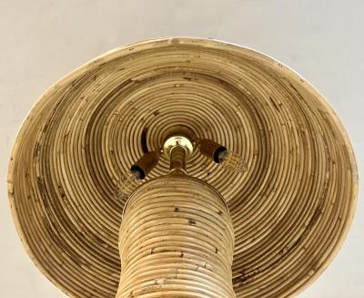 Italian Organic Modern Contemporary Brass Rattan Mushroom Table Floor Lamps