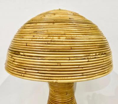 Italian Organic Modern Contemporary Brass Rattan Tall Mushroom Table Floor Lamp