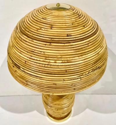 Italian Organic Modern Contemporary Brass Rattan Tall Mushroom Table Floor Lamp