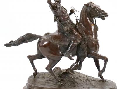 Italian Orientalist Bronze Sculpture Falconiere A Cavallo by Ferdinando deLuca