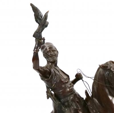 Italian Orientalist Bronze Sculpture Falconiere A Cavallo by Ferdinando deLuca
