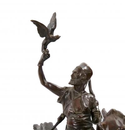 Italian Orientalist Bronze Sculpture Falconiere A Cavallo by Ferdinando deLuca