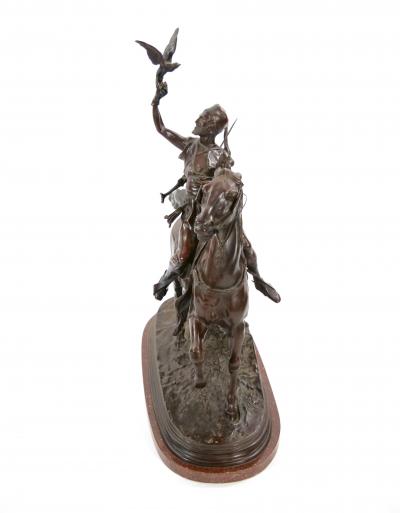 Italian Orientalist Bronze Sculpture Falconiere A Cavallo by Ferdinando deLuca
