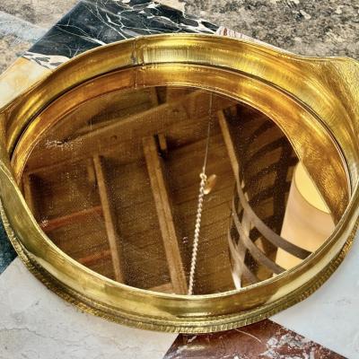 Italian Oval Brass Tray with mirror Italy 70s
