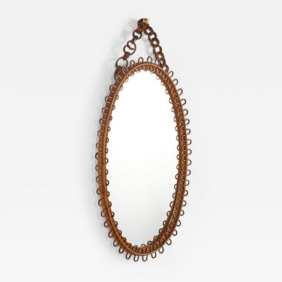 Italian Oval Rattan Mirror