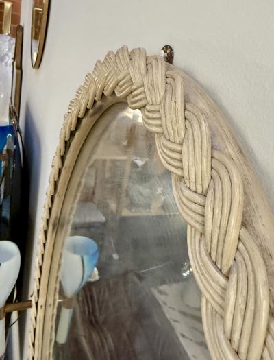Italian Oval Rope Wrapped Mirror 1970s