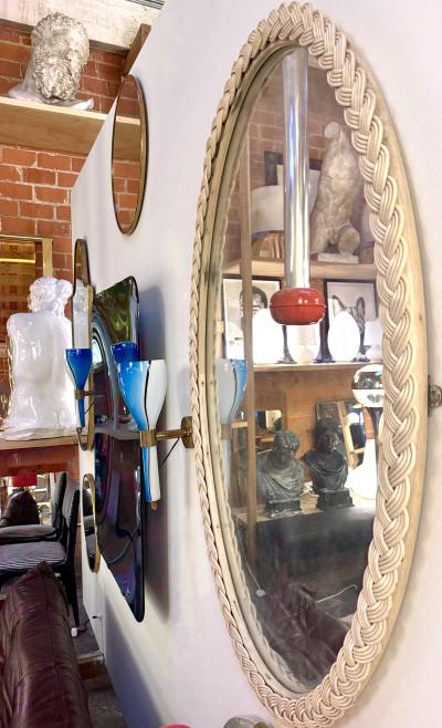 Italian Oval Rope Wrapped Mirror 1970s