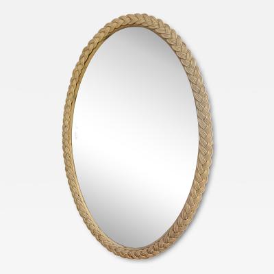 Italian Oval Rope Wrapped Mirror 1970s