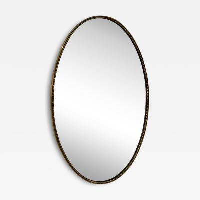 Italian Oval Wall Mirror with Brass 1950s