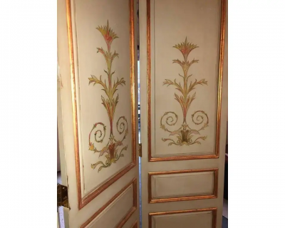 Italian Paint Decorated Parcel Gilt Monumental Screen or Room Divider