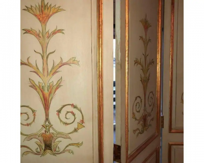 Italian Paint Decorated Parcel Gilt Monumental Screen or Room Divider