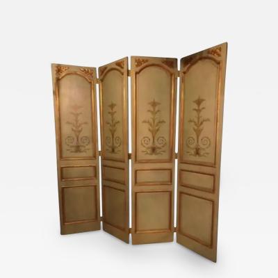 Italian Paint Decorated Parcel Gilt Monumental Screen or Room Divider