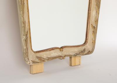 Italian Painted Carved and Gilded Wood Mirror circa 1940