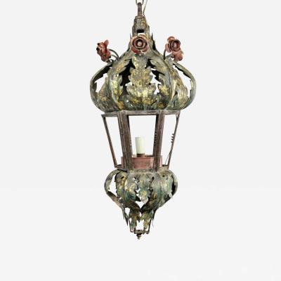 Italian Painted Tole Hall Lantern