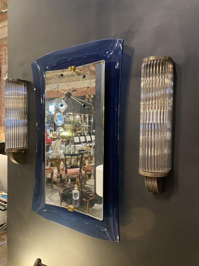 Italian Pair of Tubular Glass Sconces With Brass Italy 1940s