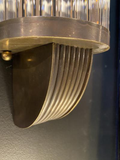 Italian Pair of Tubular Glass Sconces With Brass Italy 1940s