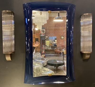 Italian Pair of Tubular Glass Sconces With Brass Italy 1940s