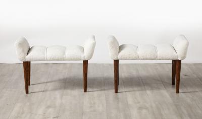 Italian Pair of Walnut Benches circa 1950