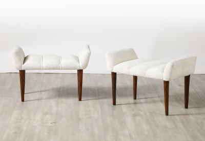 Italian Pair of Walnut Benches circa 1950