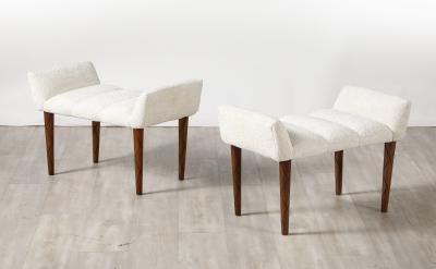 Italian Pair of Walnut Benches circa 1950