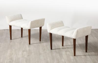 Italian Pair of Walnut Benches circa 1950