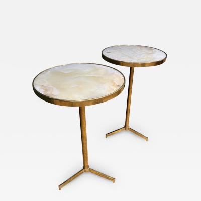 Italian Pair of brass and onyx side tables