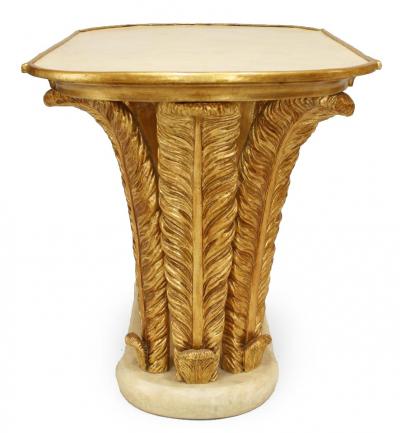 Italian Parchment and Gilt Feather Coffee Table