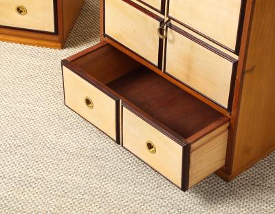 Italian Parchment and Wood Pair of Night Stands circa 1940