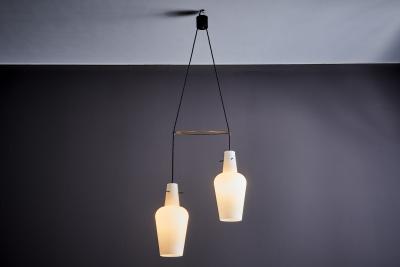 Italian Pendant Light with two glass shades Italy 1950s