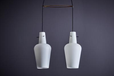 Italian Pendant Light with two glass shades Italy 1950s