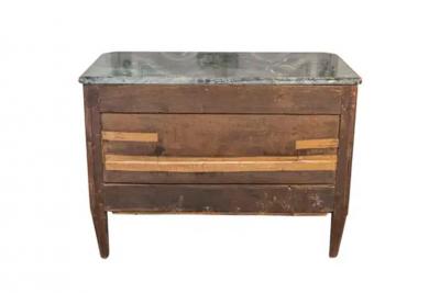 Italian Piemontese 1890s Three Drawer Walnut Commode with Dark Green Marble Top