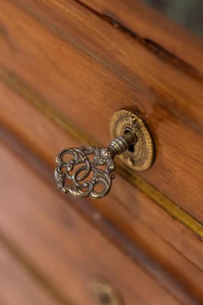Italian Piemontese 1890s Three Drawer Walnut Commode with Dark Green Marble Top