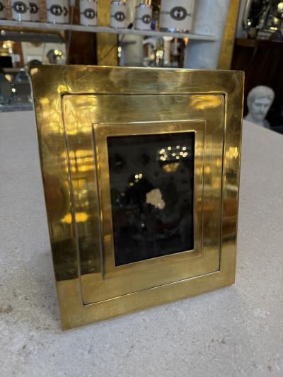 Italian Polished Brass Geometric Picture Frame 1970s