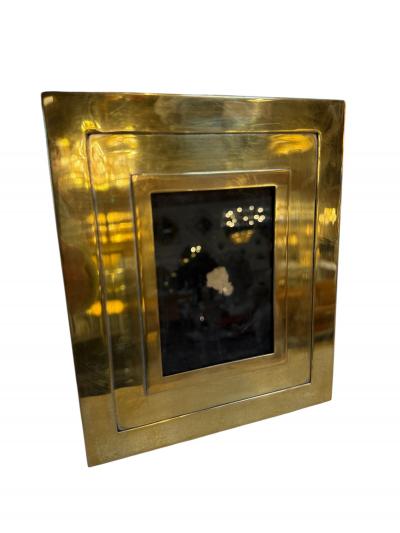 Italian Polished Brass Geometric Picture Frame 1970s