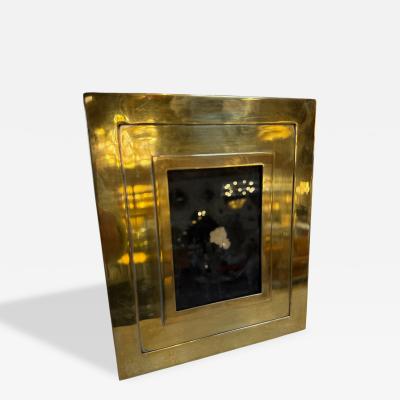 Italian Polished Brass Geometric Picture Frame 1970s