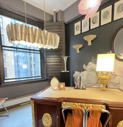 Italian Post Modern Amber Gold Silver Murano Glass Graphic Brass Oval Chandelier