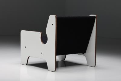 Italian Post Modern Black White One Seater Sofa 1970s
