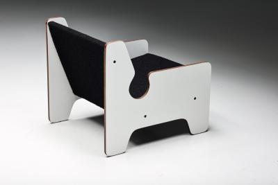 Italian Post Modern Black White One Seater Sofa 1970s