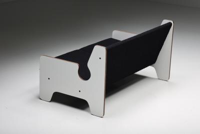 Italian Post Modern Black White Two Seater Sofa 1970s