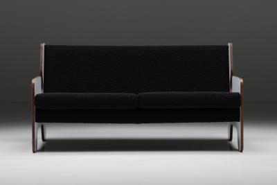 Italian Post Modern Black White Two Seater Sofa 1970s