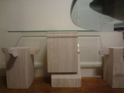Italian Postmodern Travertine Console Attributed To Angelo Mangiarotti