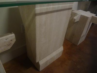 Italian Postmodern Travertine Console Attributed To Angelo Mangiarotti