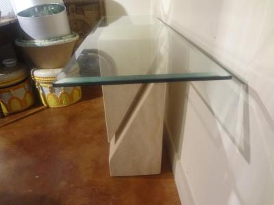 Italian Postmodern Travertine Console Attributed To Angelo Mangiarotti