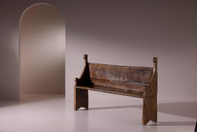 Italian Primitive Plank End Bench in Elm 17th Century