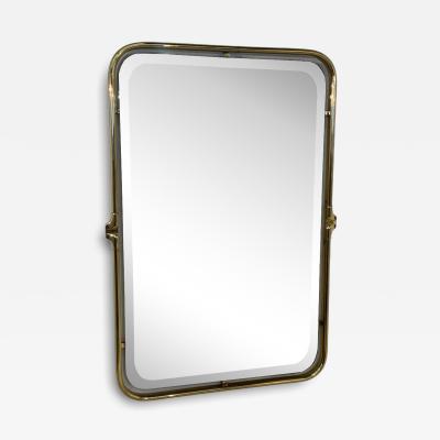 Italian Rectangular Brass Wall Mirror with Rounded Corners 1970s