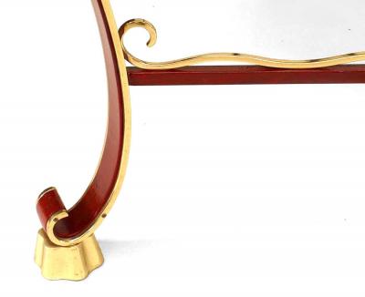 Italian Red Lacquered Iron and Marble Dining Table
