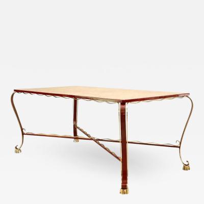 Italian Red Lacquered Iron and Marble Dining Table