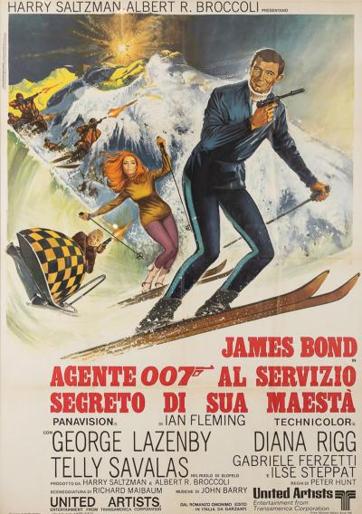 Italian Release James Bond 007 On Her Majestys Secret Service Poster c 1969