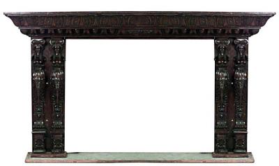 Italian Renaissance Carved Walnut Caryatid Mantel