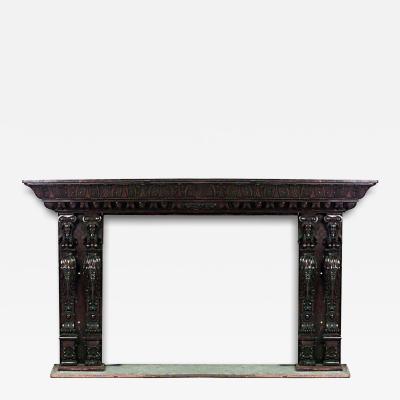 Italian Renaissance Carved Walnut Caryatid Mantel